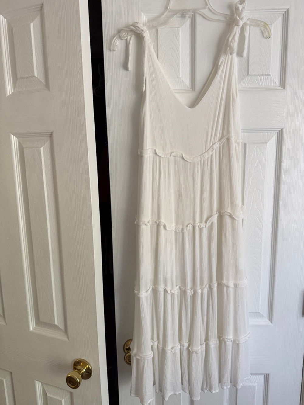 ILLA ILLA Cream Tiered Tie-Shoulder Midi Dress